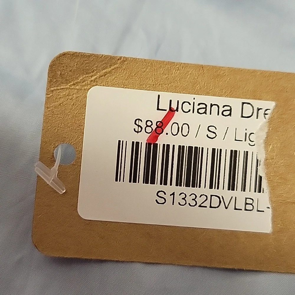 NWT Vestique Light Blue Ruffle  Wrap Size Small Dress - Picture 3 of 7